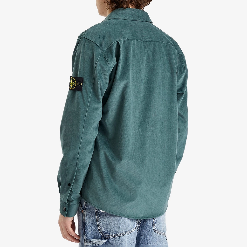 Stone Island Men's Cotton Micro-Corduroy Overshirt Bottle Green